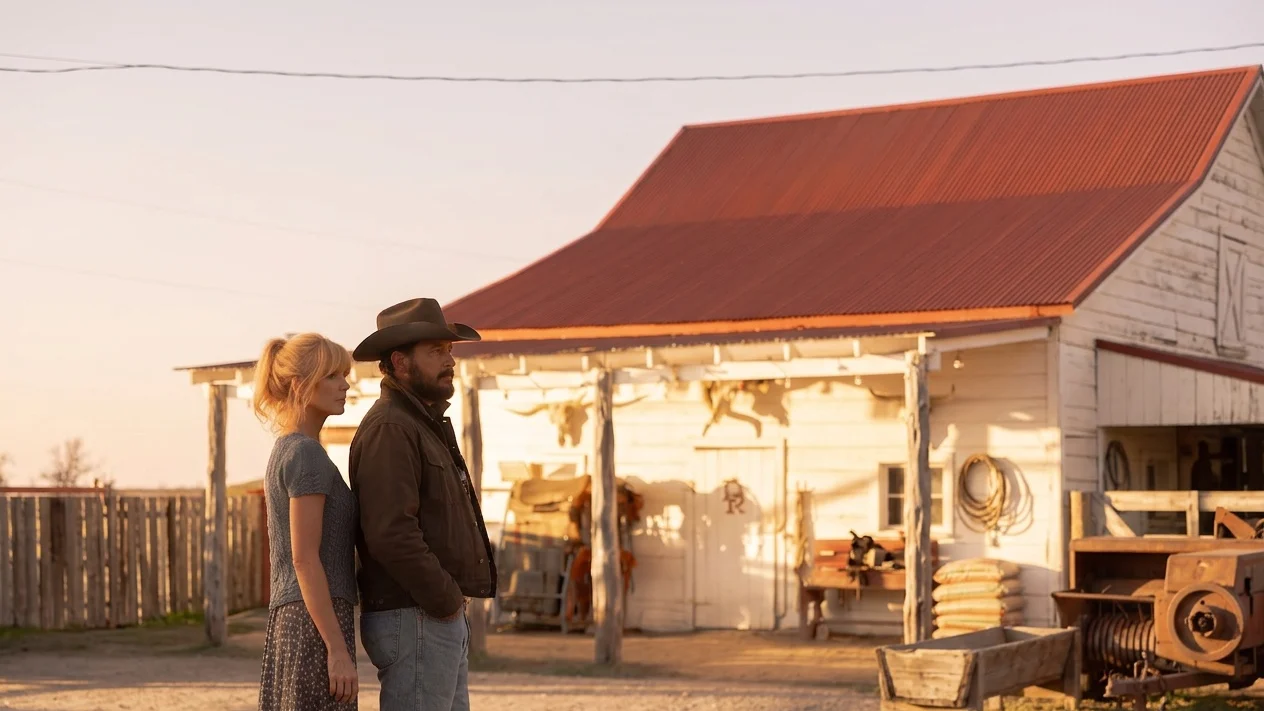 Kelly Reilly as Beth Dutton with Cole Hauser as Rip Wheeler