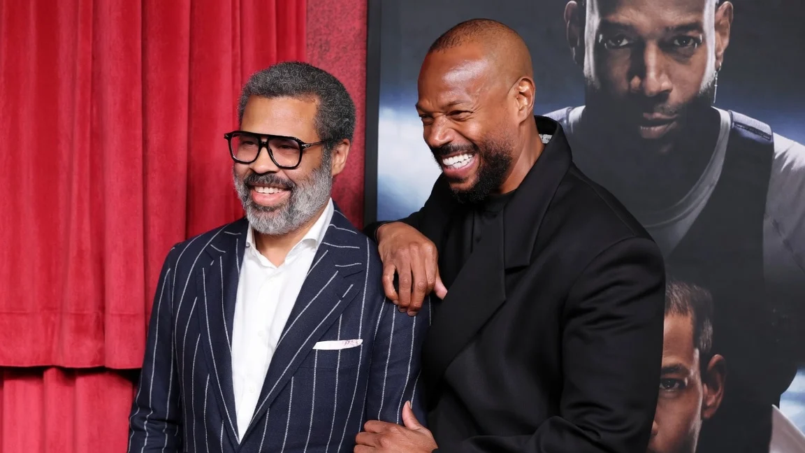 Jordan Peele and Marlon Wayans attend the premiere of Universal Pictures' "Him" at TCL Chinese Theatre on September 17, 2025 in Hollywood.